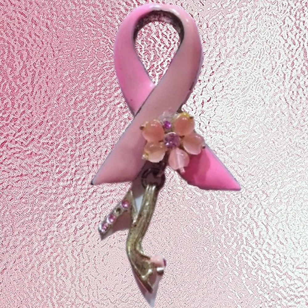 Avon Pink Awareness Ribbon & Crystal Sandal Brooch Modified (clone listing) - Picture 13 of 16